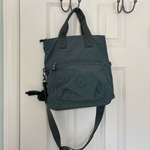 Kipling Teal Nylon Convertible Crossbody Tote